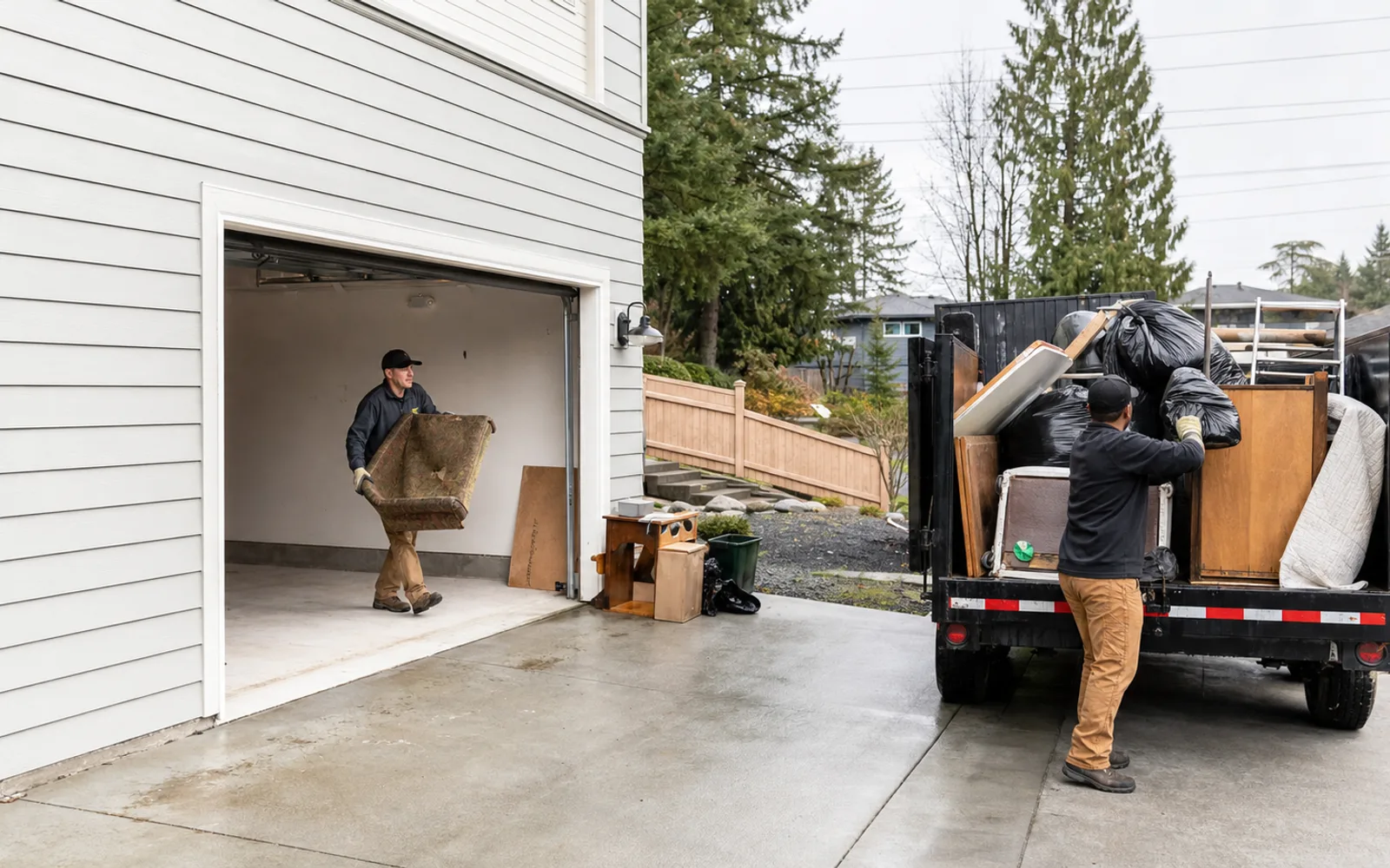 Junk removal team at work